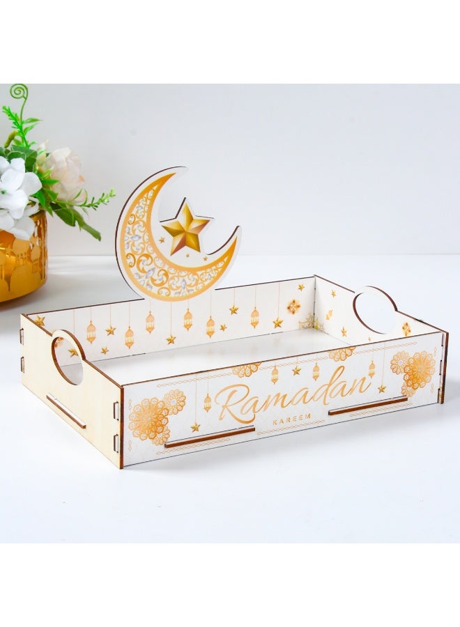 The BZ Company Ramadan Wooden Serving Tray - Ramadan Decoration - Eid Decoration Ramadan Table Decor - Dessert & Dates Tray for Iftar Party Serving - Display Holder Decoration Ornament - Ramadan Home Decoration - Image 1